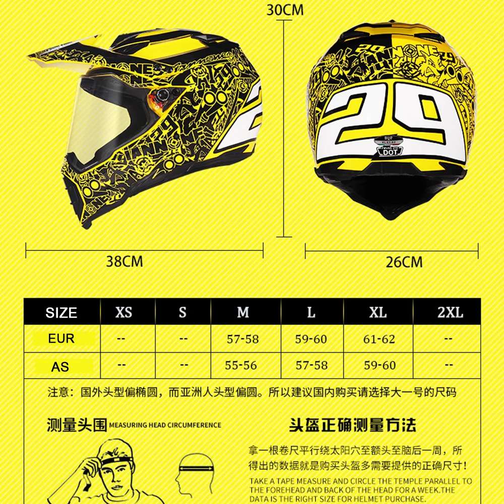 BYE-Casco de Motocross para motocicleta, protector de cabeza Modular, doble certificación DOT, todoterreno