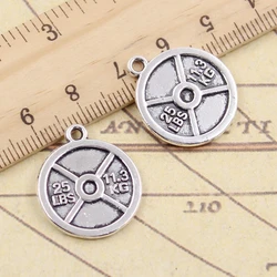 10pcs Charms Barbell Disc Weight 25lbs 45lbs Tibetan Bronze Silver Color Pendants Antique Making DIY Handmade Pendant