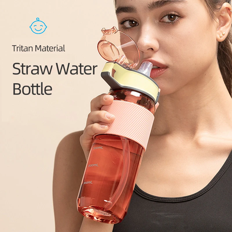 

Water Bottle with Straw Plastic Tritan BPA Free Fitness Sports Water Mug For You Drink Enough Water Daily