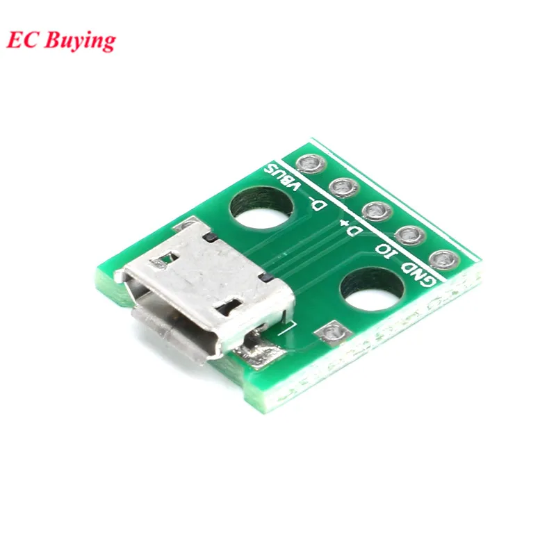 10pcs/lot MICRO USB to DIP Adapter Board 5pin Female Connector Type B PCB Converter Plate