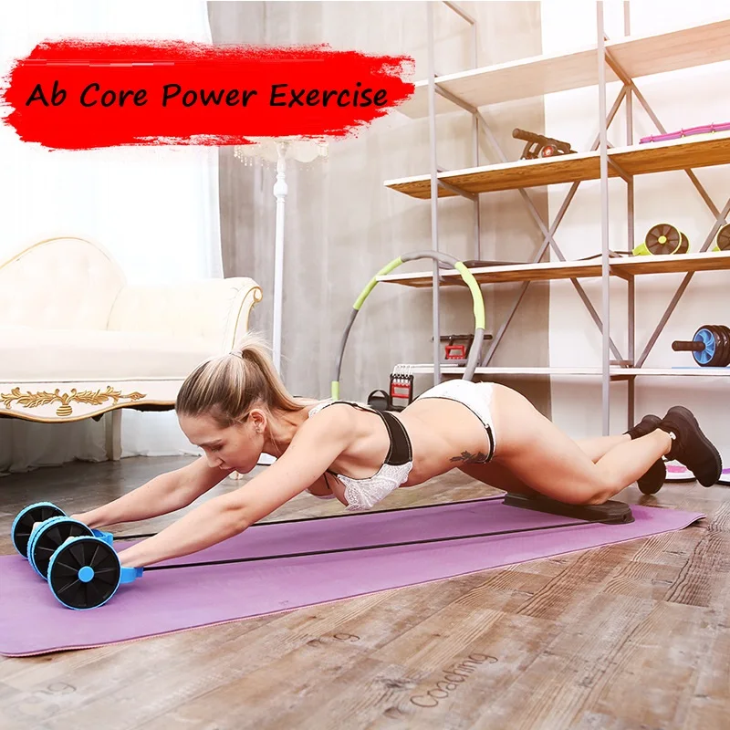 Pria AB Roller Roda dengan Resistensi Band Wanita FLEX Perut Pelatih Rol Ganda Home Gym Fitness Latihan Latihan Inti