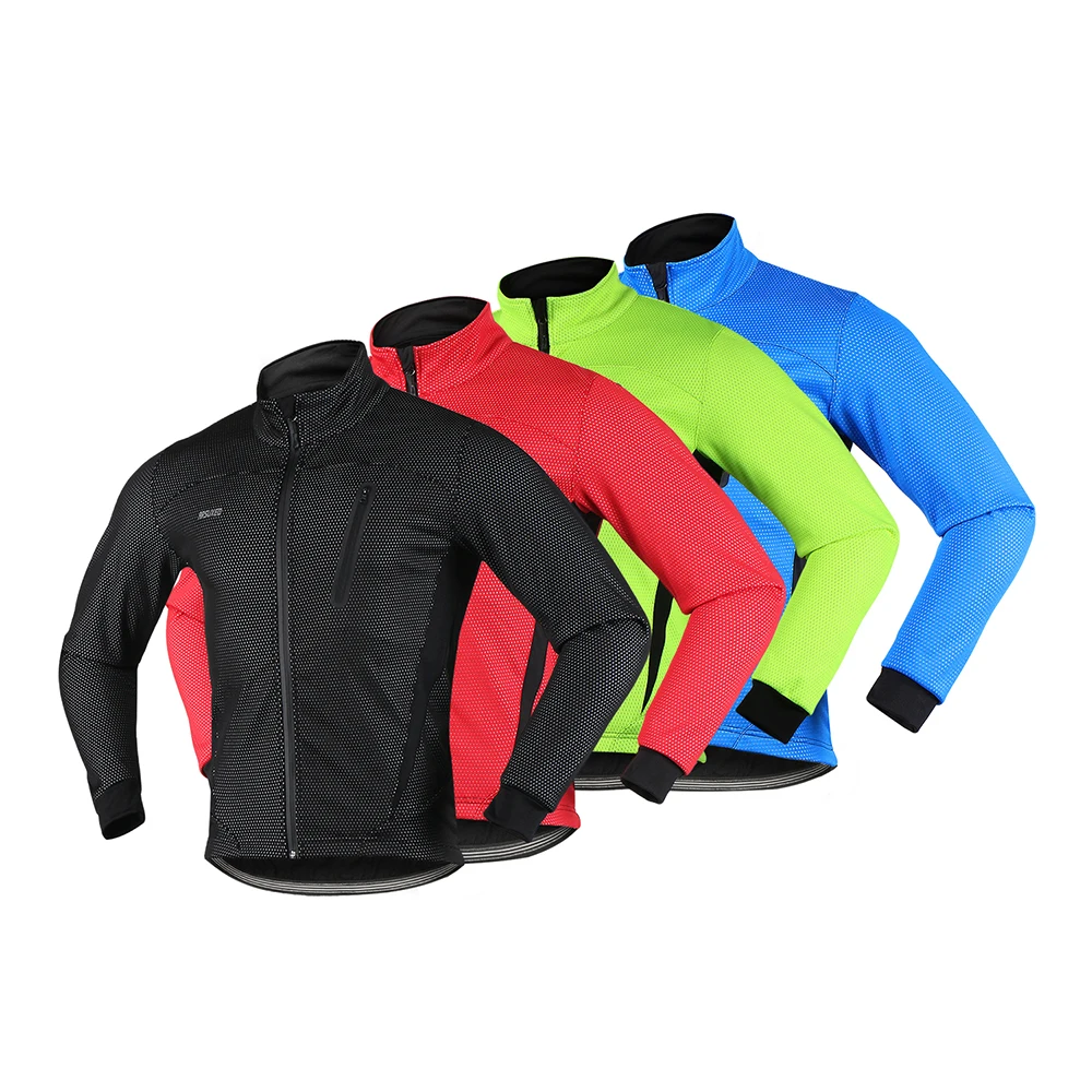 ARSUXEO Men's Thermal Cycling Jacket Winter Warm Up Fleece Bicycle Clothing Windbreak Waterproof Bike Motorcycle Raincoat 16H