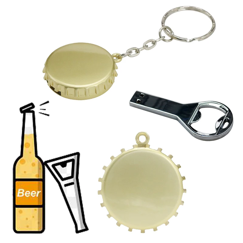 Fashion USB Creative Beer Cap USB 2.0 USB Flash Drive Pendrive 4GB 8GB 16GB 32GB 64GB Beer Opener Memory Stick Customize Logo