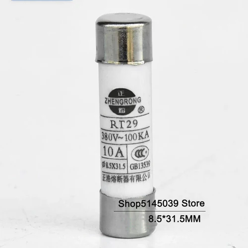 Imagen 2 del producto Fusible de tubo de cerámica de soplado rápido, 8,5x31,5mm, 380V, 500MA, 1A, 2A, 3A, 4A, 5A, 6A, 8A, 10A, 16A, 20A, 25A, 32A, 8,5x31,5mm, 5 unids/lote