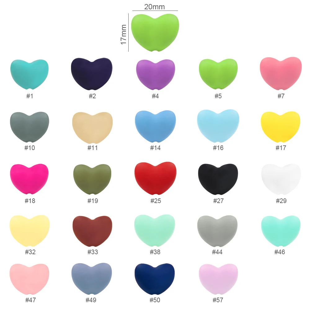 Cute-idea 10pcs Heart Shape Silicone Beads Infant Teething Chew Beads DIY Pacifier Chain Toy Accessories BPA Free Baby Goods