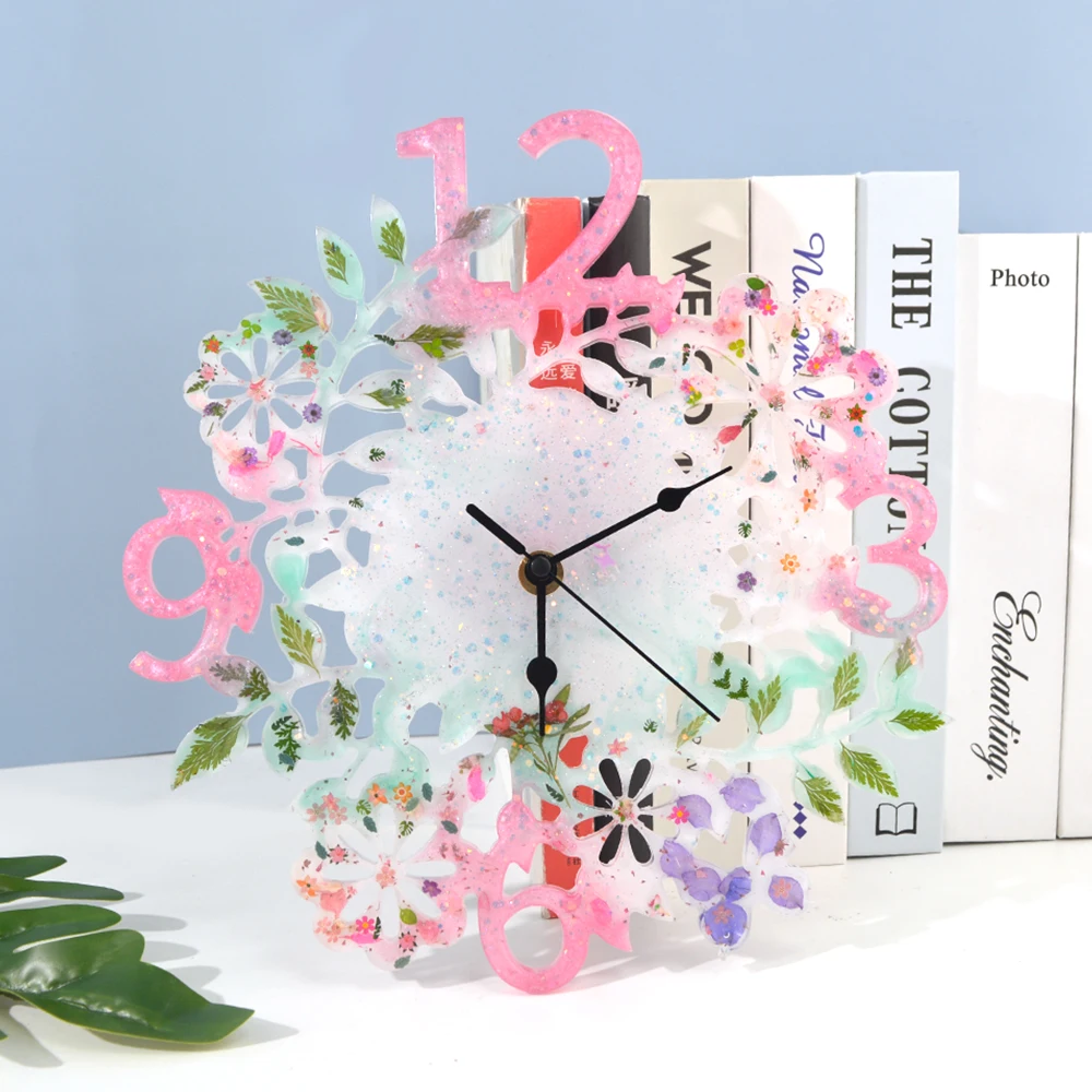 DM110 DIY Wall Clock Silicone Mold Epoxy Resin Casting Mould Clock Movement Crafts Jewelry Accessories