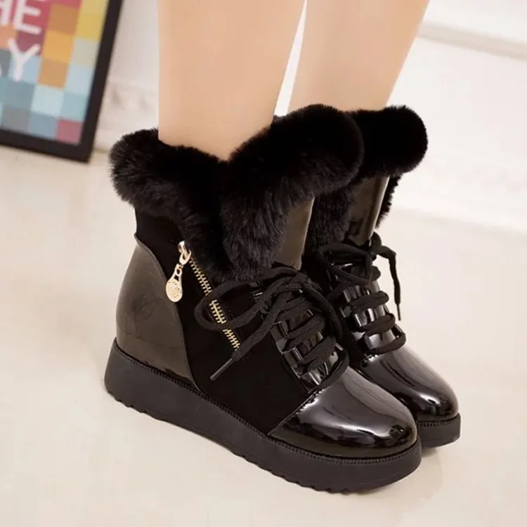 2023 Warm Women\'s Short Boots Winter Thick-soled Slope Heel Color Matching Snow Boots Casual Simple Casual Boots Ladies Booties