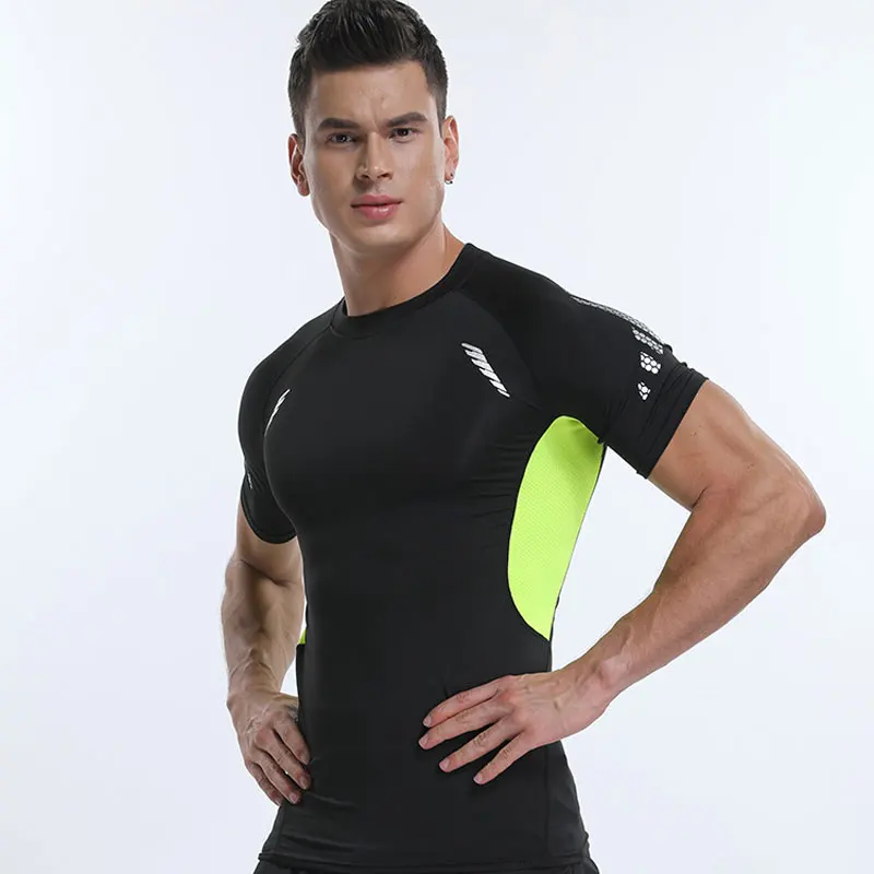 Men Compression Running T Shirt Fitness Tight Short Sleeve Sport tshirt Training Jogging Shirts Gym Sportswear Quick Dry T shirt