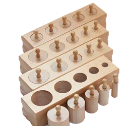 Montessori Educational Wooden Toys Knobbed Cylinder Blocks Set Mini Set Matching Game for Children Homeschool Sensorial Material