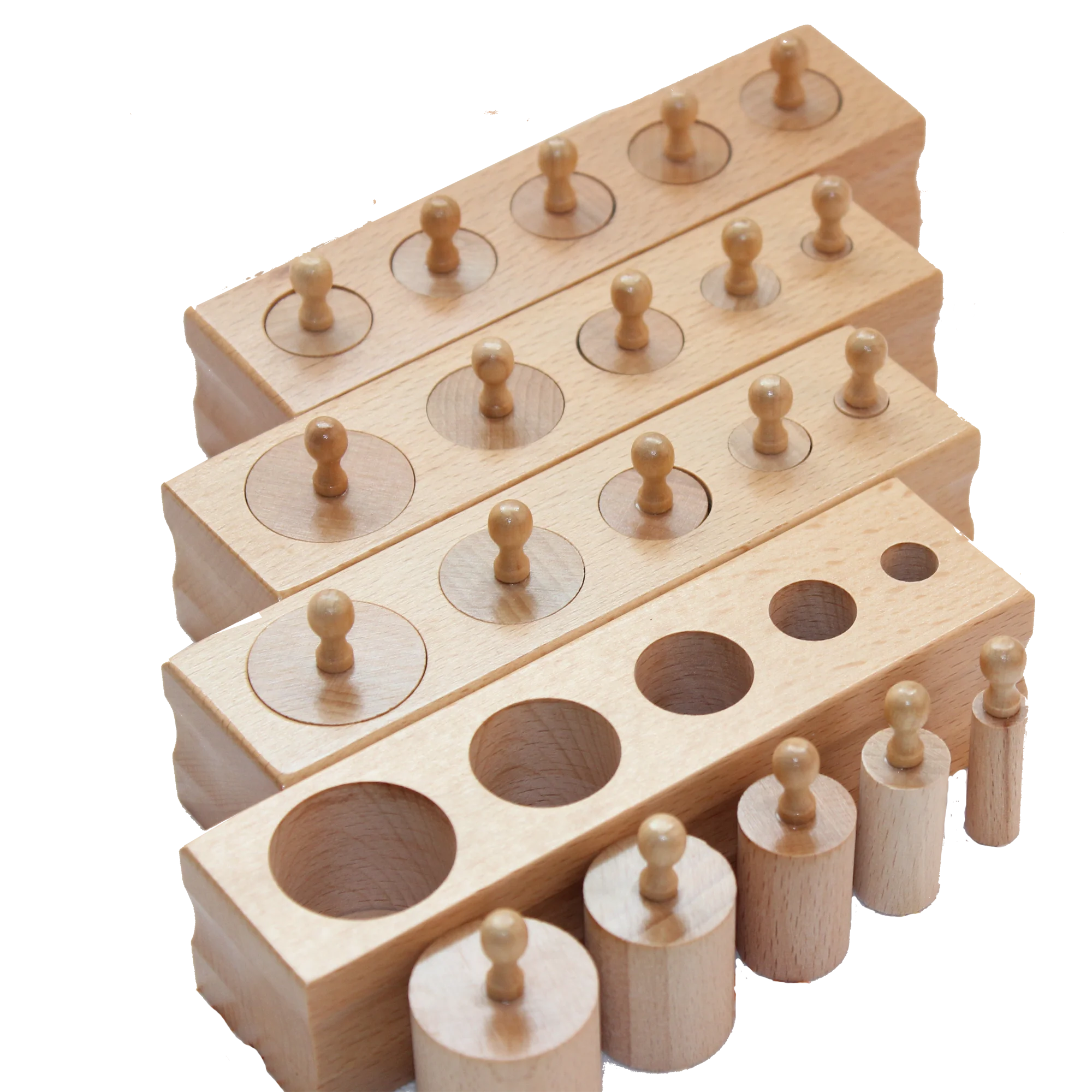 Montessori Educational Wooden Toys Knobbed Cylinder Blocks Set Mini Set Matching Game for Children Homeschool Sensorial Material