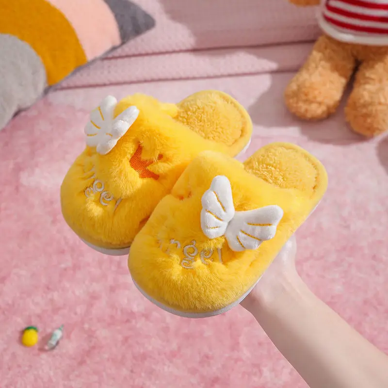 2022 New Girls Cotton Slippers Indoor Cartoon Cute  Home Household Baby Cotton Shoes Princess Hairy Shoes Toddler Girls Shoes