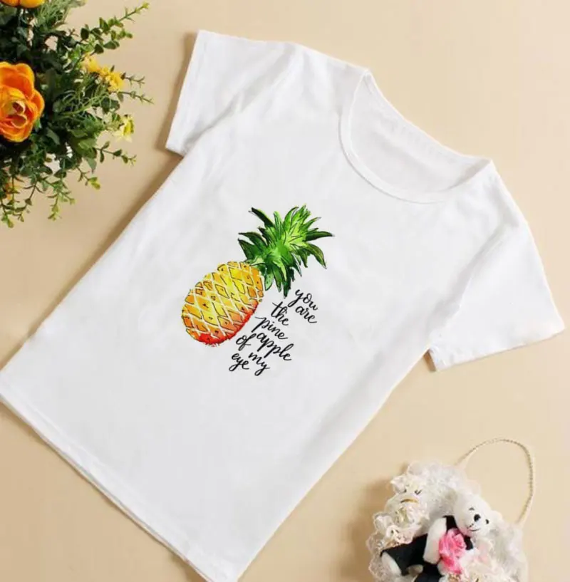 

Leisure Girls Tshirt Leisure Cartoon Pineapple Ice Cream Print Aesthetics Boys T Shirts Fashion Kids T Shirt Funny Kawaii Cute