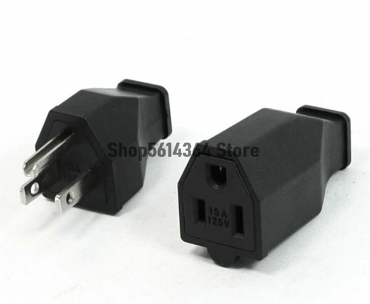 3P US Plug Insulating Shell Cable Connecting Head 15A 125V w Socket