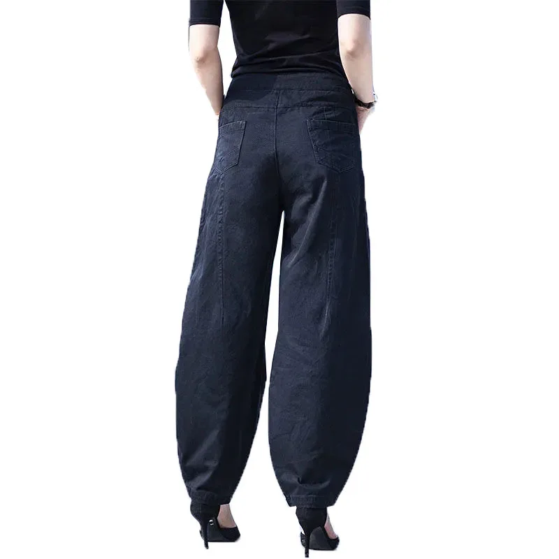 

Women's Jeans Summer New Casual Bloomers Ladies Trousers High Waist Radish Pants Loose And Thin Fashion Black Cowgirl 4XL
