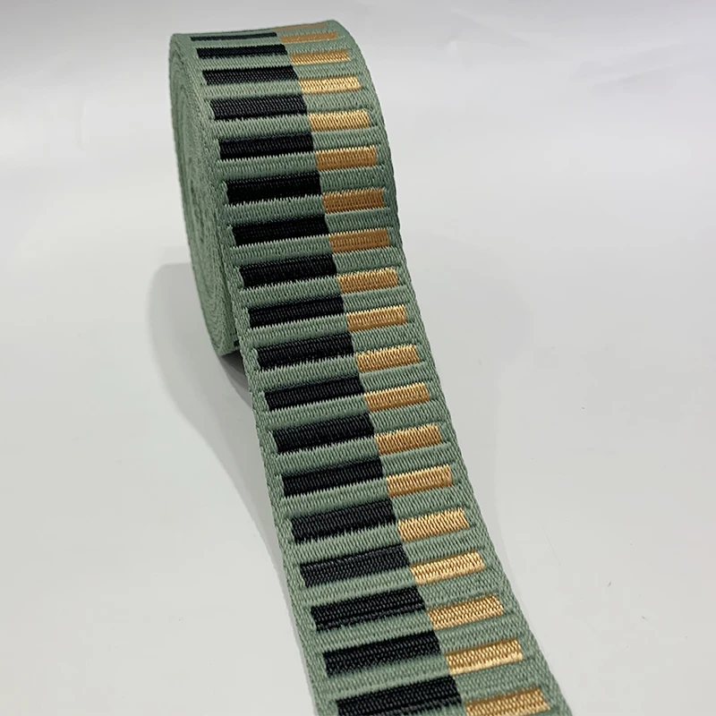 High Quality Polyester Jacquard Webbing  Fashion Design 2 Inch 50MM Width 1.6MM Thickness Green /Brown/Black Color