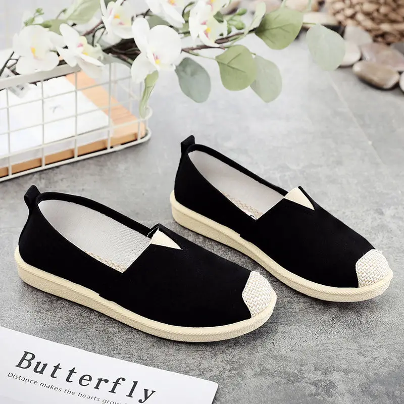 2021 Canvas Women Shoes New Summer Breathable Casual Flat-bottomed Hemp Womens Shoes Korean Cartoon Fisherman Shoes Mules