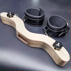 Wood SM Sex Toys Cock & Ball Stretcher Scrotal Fixture Connect ankle cuffs CBT BALL SMASHER CRUSHER