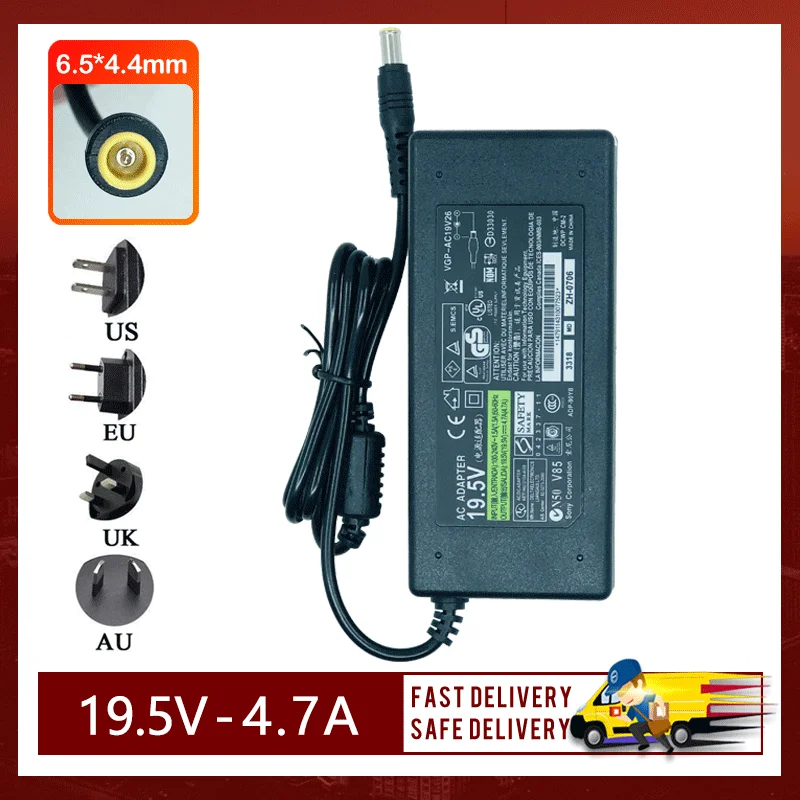 Nieuwe 19.5V 4.7A 6.5*4.4Mm 90W Ac Adapter Voor Sony KDL48W600B KDL-42W650A KDL-40W600B Power Adapter Oplader