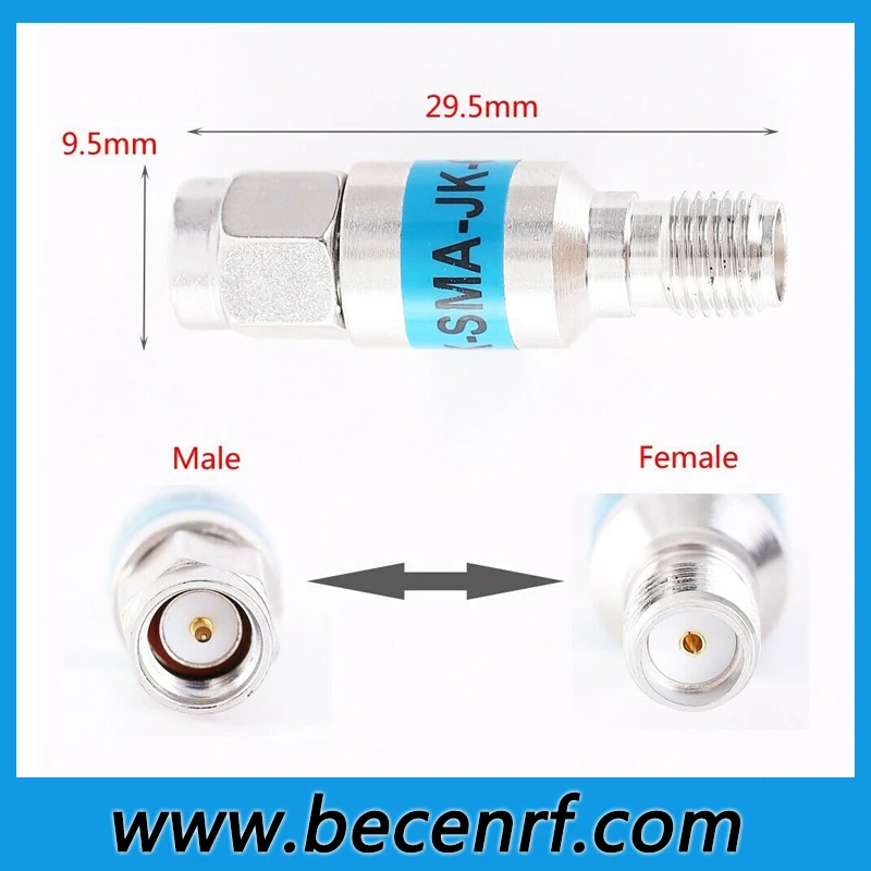 DC-6GHz 8GHz 13GHz 20GHz DC Blocker Stainless Steel 50ohms 2W SMA Male to Female DC Block Low Frequency Coaxial Connectors