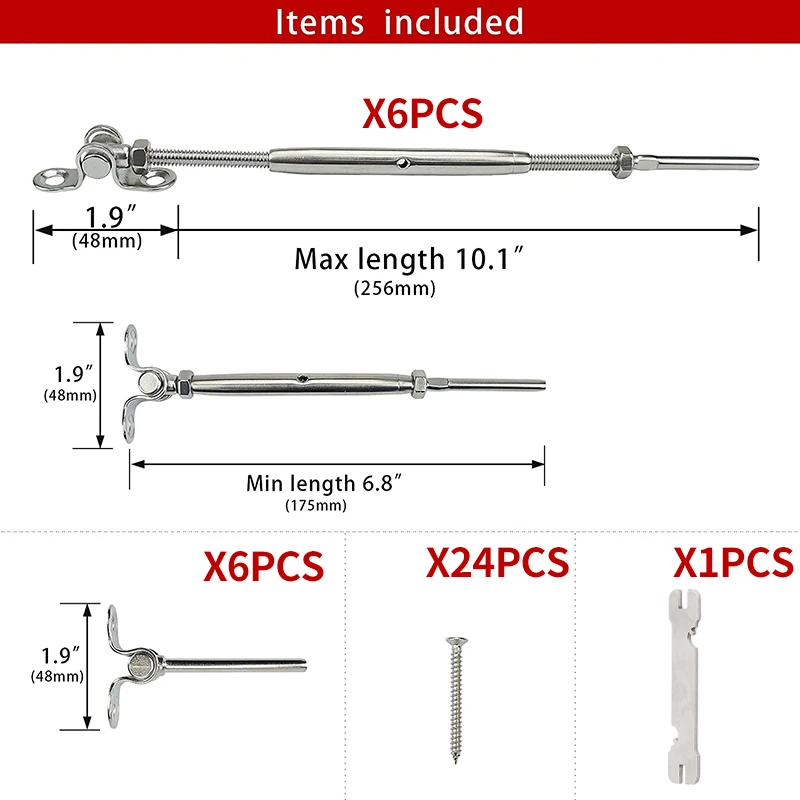 Kit de barandilla de Cable para poste de madera, Toggle Swage de 1/8 pulgadas, tensor, Hardware de ángulo ajustable de 180 °, acero inoxidable T316,