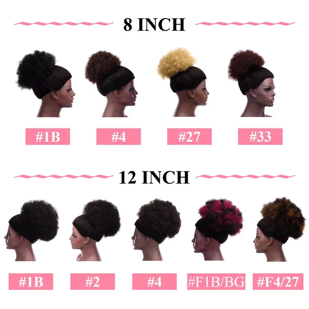 Silike-Sintético Curto Afro Puff Cabelo Bun, Alta Temperatura, Urdidura De Cordão, Cauda De Pônei, Grampo na Extensão Do Cabelo, Cabelo Encaracolado