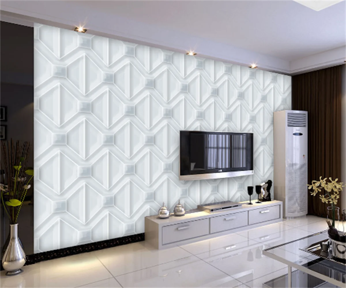 

European and American simple three-dimensional art TV background wallpaper lattice decoration custom mural photo photo wallpaper