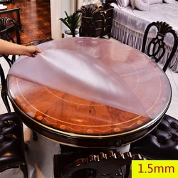 Round PVC Table Cover, Transparent Kitchen Pattern, Oil Tablecloth, Transparent Top Table Cloth, Plastic Mat, 1.0mm