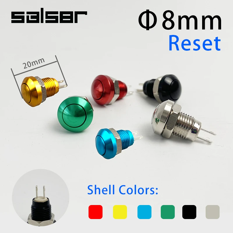 8mm Momentary Metal Horn Doorbell Bell Push Button Switch Waterproof Car Auto Engine PC Power Start Starter