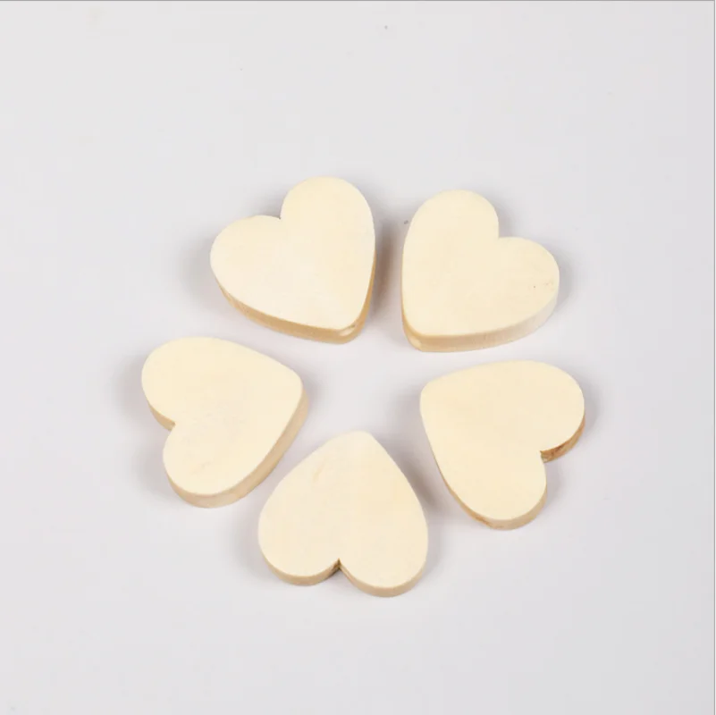 50Pcs Heart-Shaped Wooden Beads DIY Crafts Jewelry Tools Custom Hemu Loose Beads Home Decorations Baby Toys Accessories