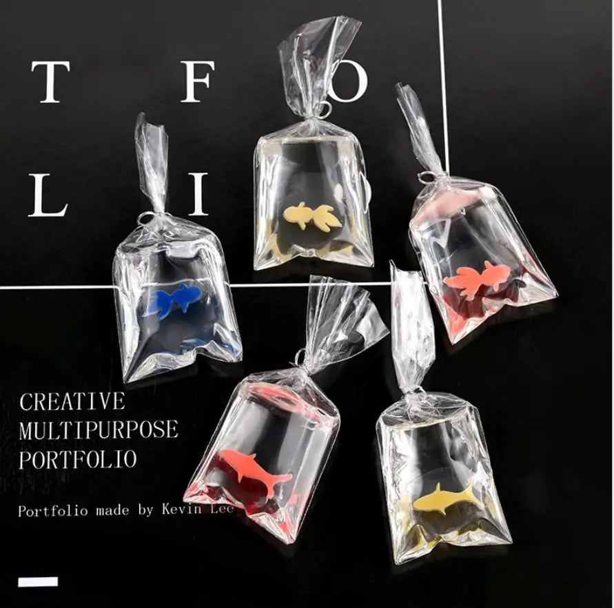 

100pcs Kawaii Transparent Resin Goldfish Charms Small Fish In Water Bag Jewelry Pendant Fish Bag Earrings Handmade DIY Material