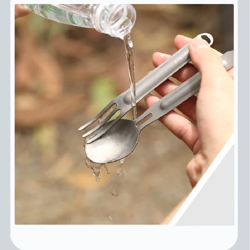 Youpin NexTool شوكة ملعقة 2 في 1 التيتانيوم النقي انفصال المحمولة الرياضة في الهواء الطلق التخييم نزهة أدوات المائدة صحية مريحة