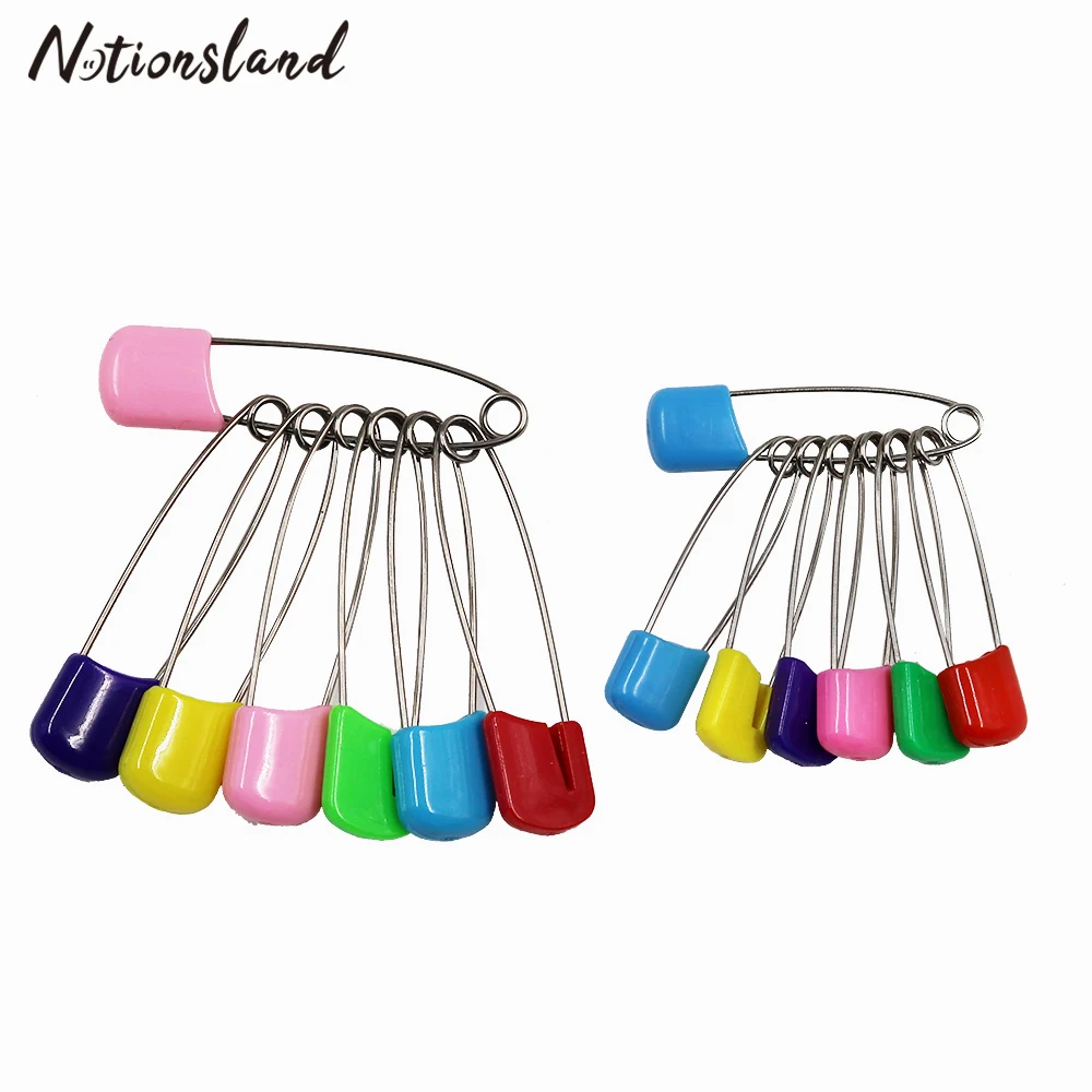 20Pcs Mixed Color Plastic Head Safety Pins Baby Kids Cloth Nappy Locking Buckles Garment Hold Clip Sewing Tools