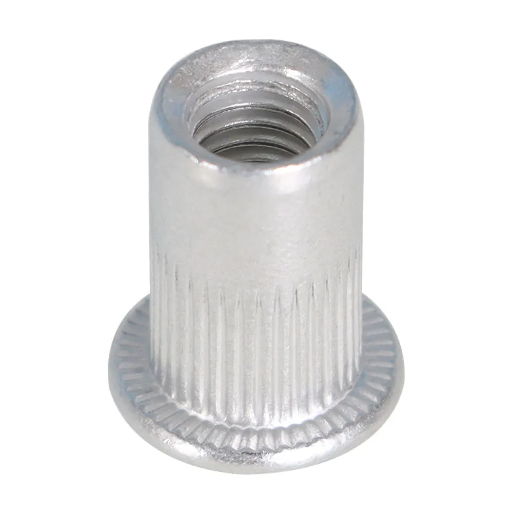 100 Pcs M6 Aluminum Flat Head Rivet Nut Insert Nutsert Silver Tone