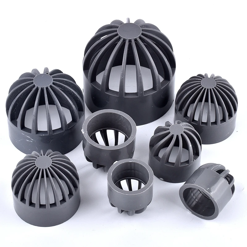 1~3Pcs Grey 20~110mm PVC Breathable Cap Air Duct Vent Cover Cap Aquarium Fish Tank Permeable Screen Filter Screen Pipe Connector