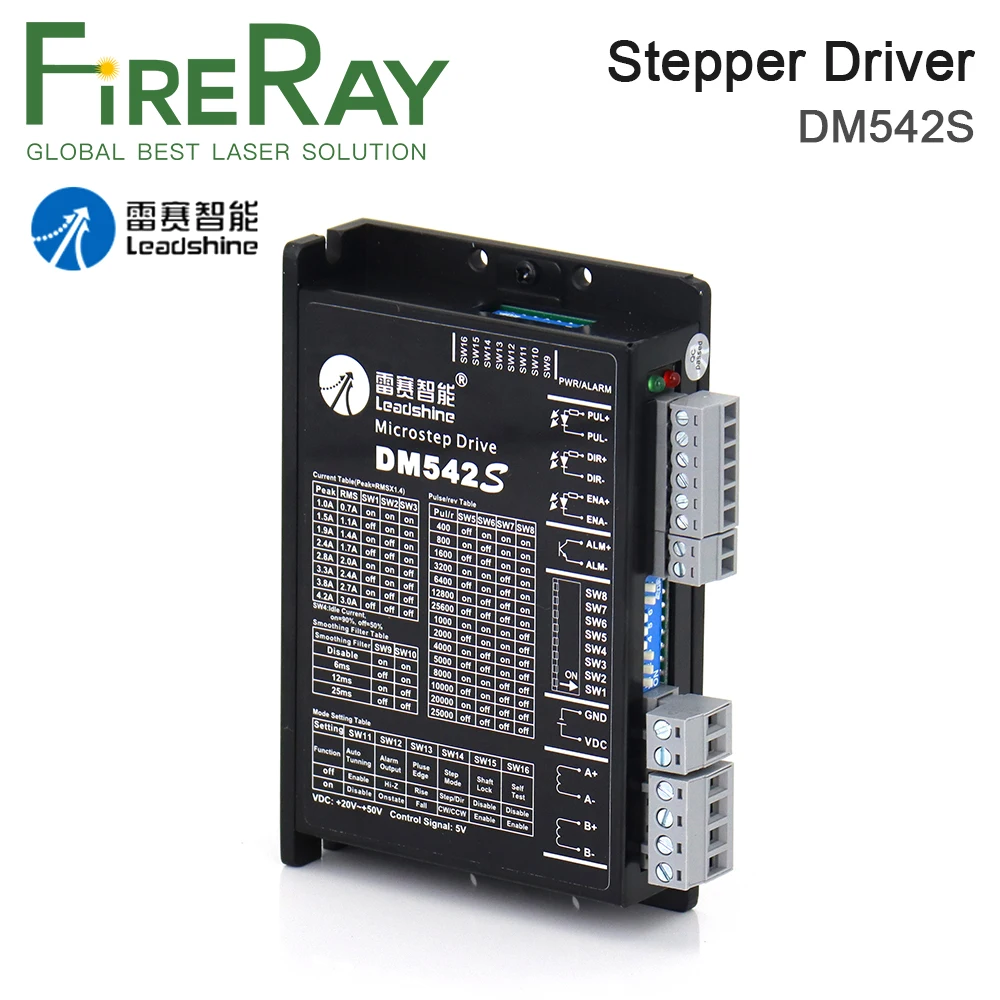 FireRay Leadshine 2Phase Stepper Motor Driver DM542S Voltage 20-50VDC 1.0-5.0A for Co2 Laser Cutting and Engraving Machine