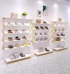 Shoe rack display rack shop multi-layer creative shoe store display rack clothing store wall-hung golden bag shelf