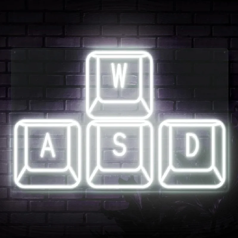 Custom WASD GAMING ZONE Neon Led Sign Light Decor Indoor Wall Hanging for Home Kawaii Anime Cute Gaming Room Decor Bedroom Decor