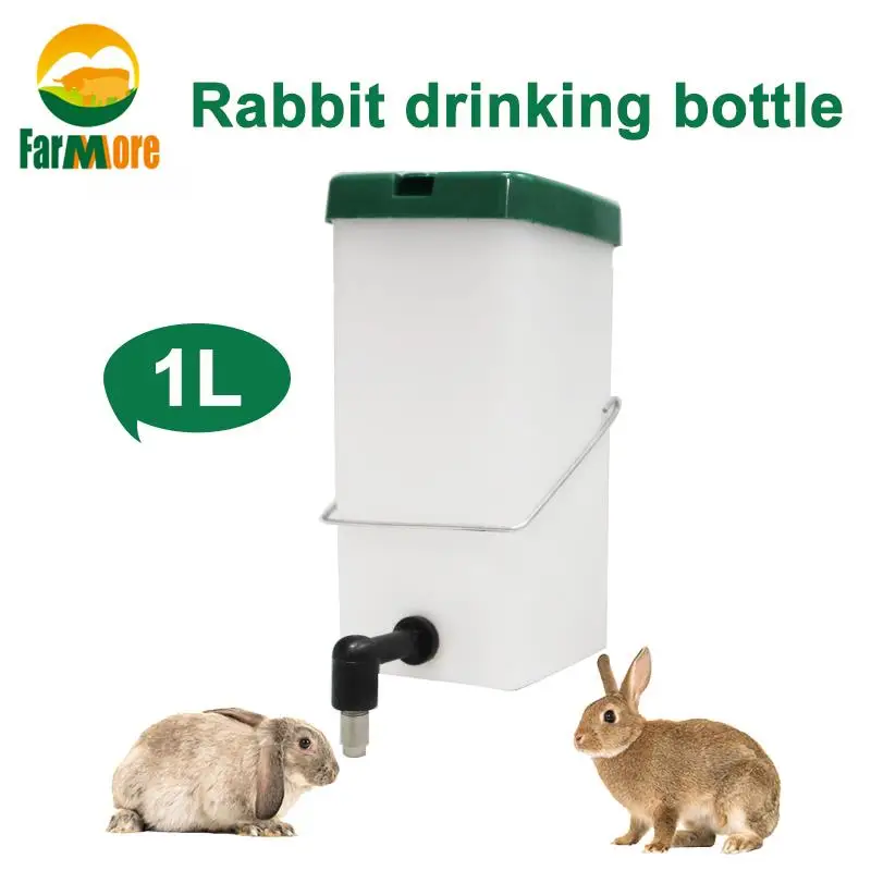 

1L Plastic Rabbit Drinking Water Bottle Bucket Hamster Dispenser Cage Hanging Feeder Nipple Water Drinker for Rabbit Guinea pig