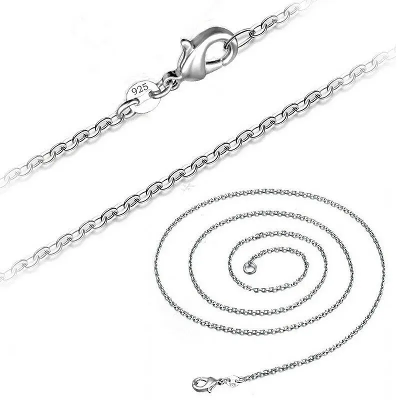 

10pcs 1mm 925 Jewelry Silver Plated "O" Link Chain Necklaces 16" 18" 20" 22" 24" Wholesale Fashion Necklace Chains