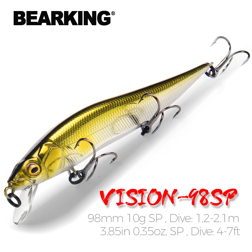 BEARKING 9.8cm 10g SP dive 2.1m professional Minnow Wobbler fishing lures quality jerkbaits Artificial Bait Predator tackles