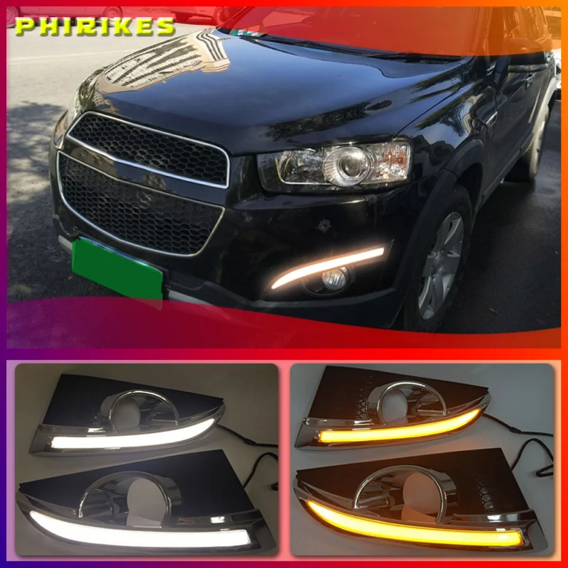 

1 Pair For Chevrolet Captiva 2011 2012 2013 turn Signal Relay Car-styling 12V LED DRL Daytime Running Lights with fog lamp hole