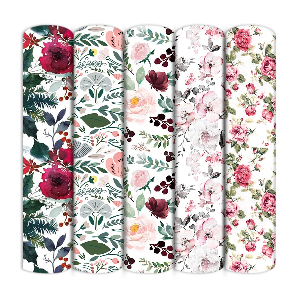 50*145cm Patchwork Spring Flower Printed Polyester Cotton Fabric for Tissue Sewing Quilting Fabrics Needlework Material DIY