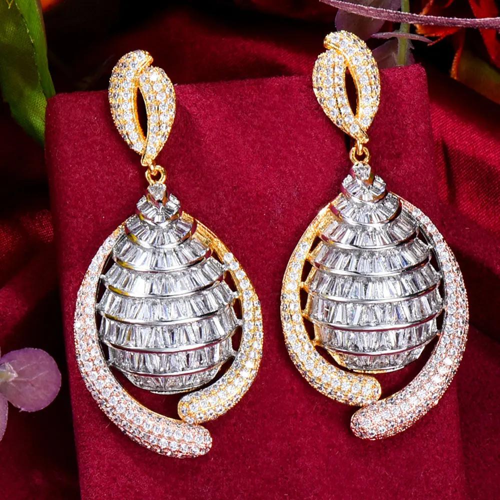 GODKI Luxury Long Tassels African Dangle Earrings For Women Wedding Cubic Zircon Crystal CZ Dubai Indian Bridal Earrings