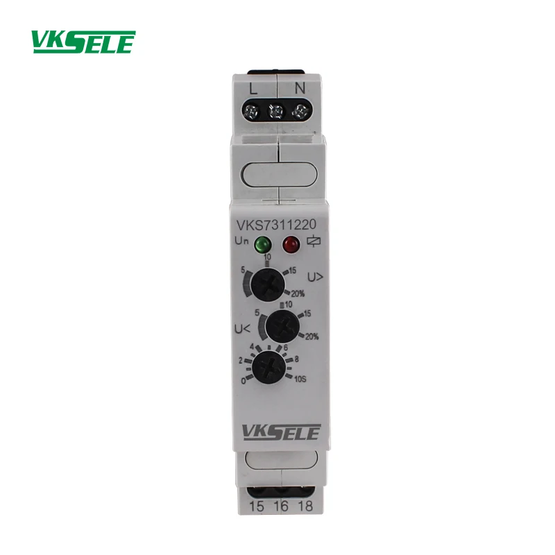 VKS7311 DIN Rail single phase Over voltage Under voltage Time delay protection relay