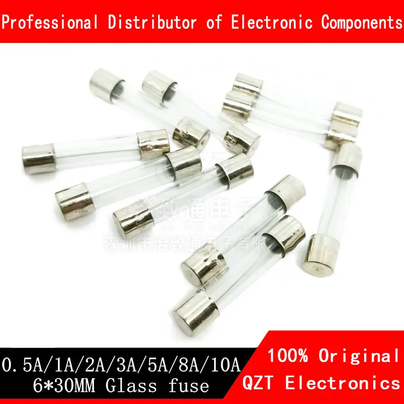 10Pcs 6*30 Fast-blow Glass Fuses 6x30 6*30mm 250V 0.1A 0.2A 0.5A 1A 1.5A 2A 3A 4A 5A 6A 8A 10A 15A 20A 25A 30A Glass fuse