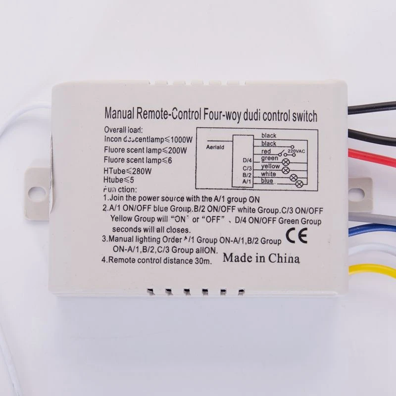 RISE-2X interruptor de controle remoto sem fio digital da lâmpada da luz de 4 vias ligar/desligar 220v
