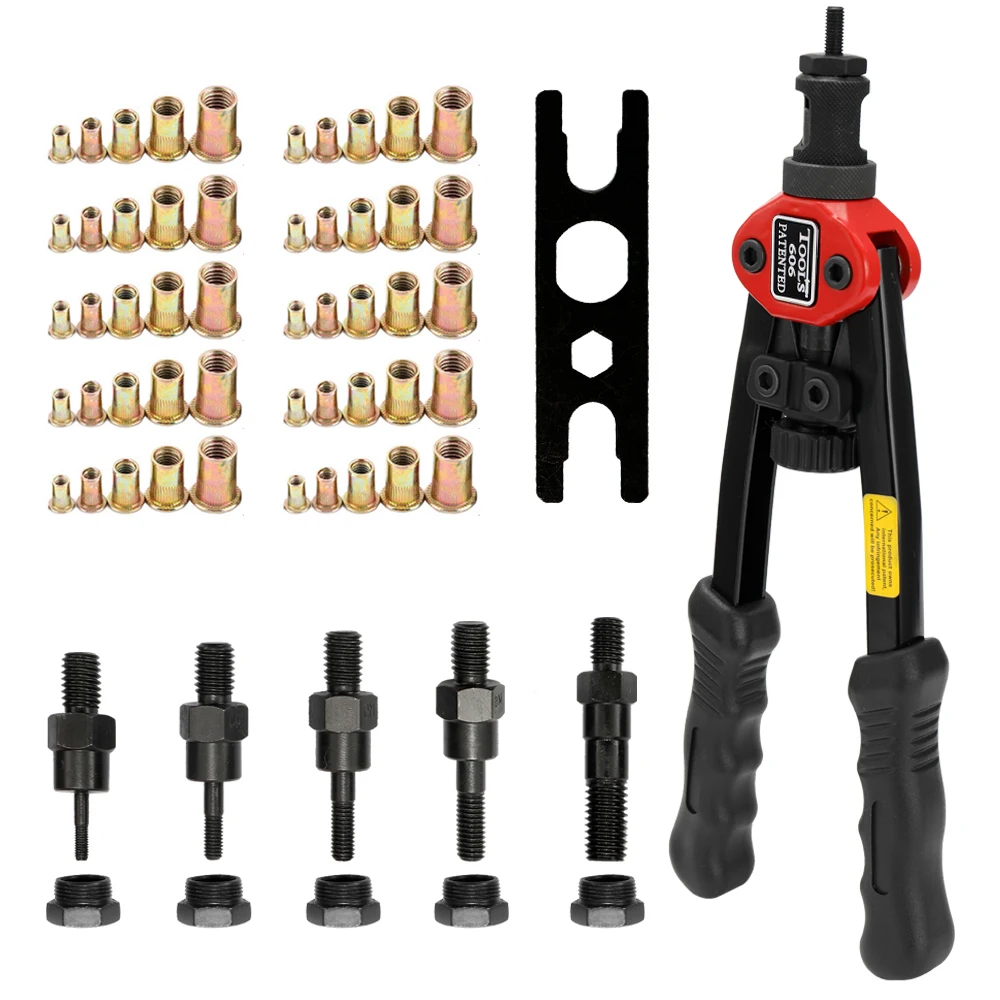 Riveter Machine Rivet Nut with Hand Threaded Rivet Nuts Gun BT606 M3 M4 M5 M6 M8 Double Insert Manual Riveting Rivnut Tool