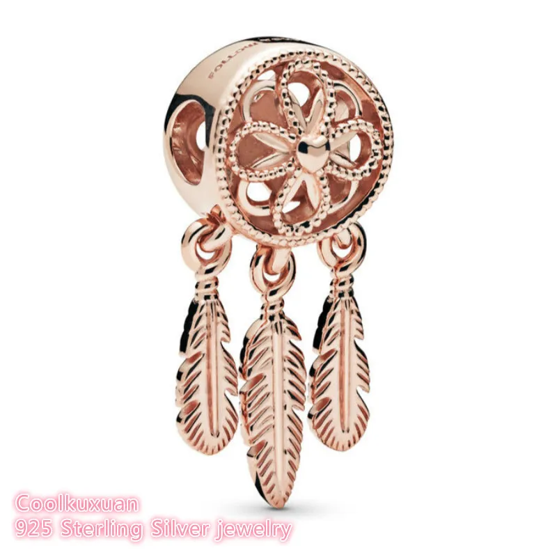 

Autumn 100% 925 Sterling Silver Spiritual Dreamcatcher Charm rose gold beads Fits Original Pandora bracelets Jewelry Making