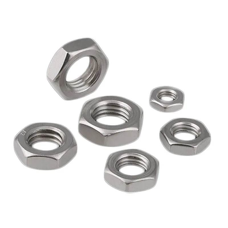 5/10/20PCS A2 Stainless Steel Thin Hex Nut M3 M4 M5 M6 M8 M10-M20 Flat Hexagon Nuts DIN 439