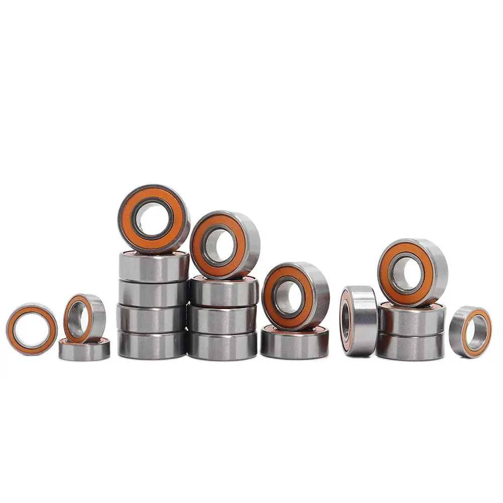 19 Pcs Traxxas RC Bearing Set For 1/10 Off Road Electric Rustle  ( 5x11x4 mm 15 PC ) , ( 5x8x2.5 mm 4PC ) Orange Sealed Bearings